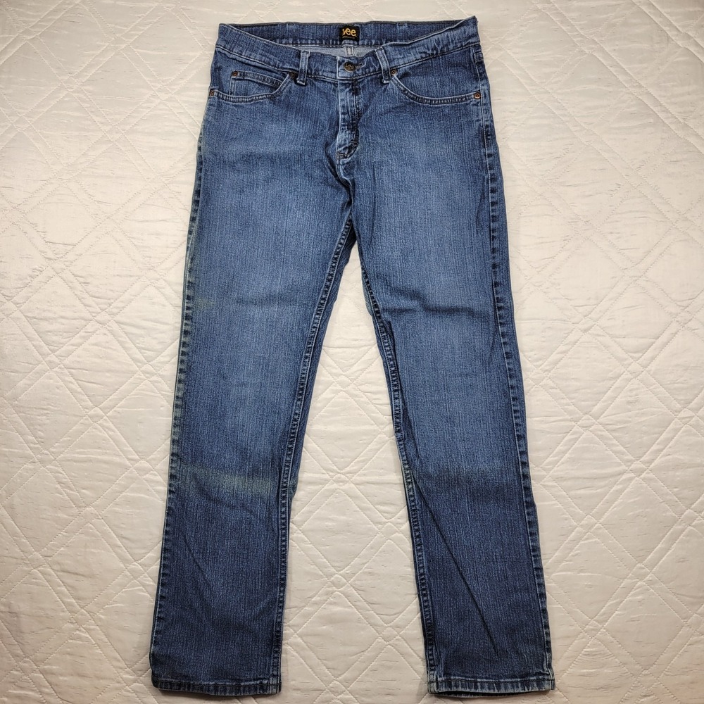 Lee Regular Fit well worn blue jeans size 34X32